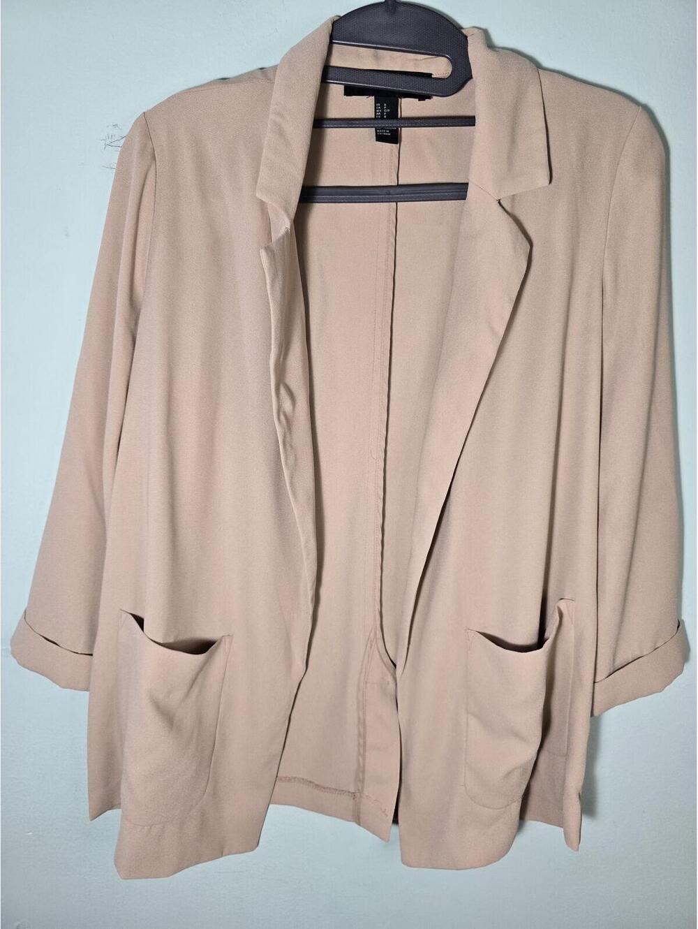 Forever 21 Beige 3/Sleeve,Open Front and pockets,chic Blazer Jacket size Small - Picture 4 of 16